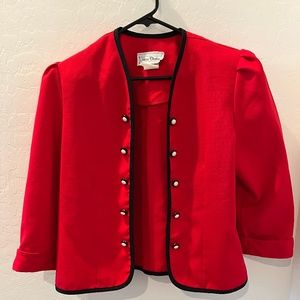 Vintage Miss Dorby open blazer buttons with shoulder pads red size 10 see notes